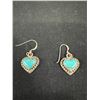 Image 2 : .925 Silver Heart Earrings w/Genuine Turquois