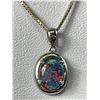 Image 2 : .925 Sterling Silver Australian Black Opal Genuine w/SS Chain