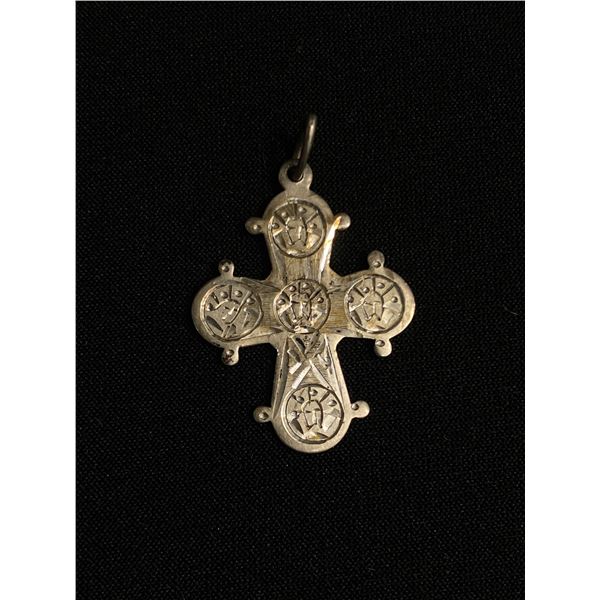 Early Greek Sterling Engraved Cross