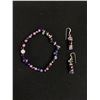 Image 1 : Amethyst Bead Bracelet & Earrings (Sterling)