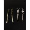 Image 1 : 2 Pairs Of Long Rhinestone Earrings (1 Pair 3" Long)