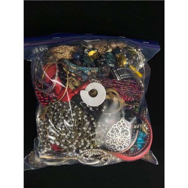 Large Bag w/Lot Of Costume Jewelry,Parts, Beads, Watches, Etc