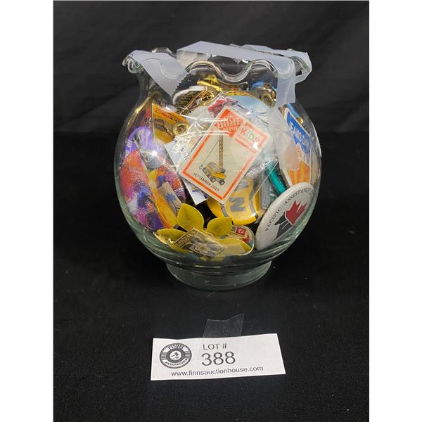 Jar w/Lot Of Collectible Pins