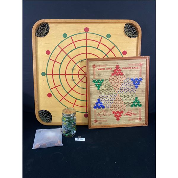 2 Double Sided Wood Games w/Pieces.