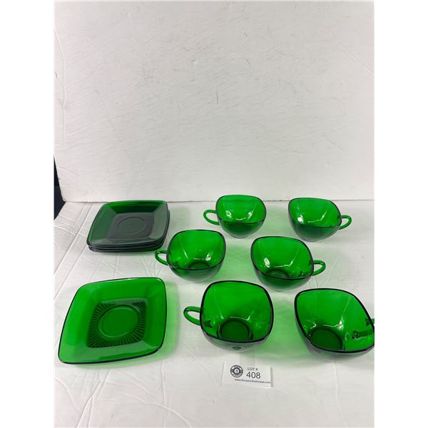 Vintage Green Glass Dishes