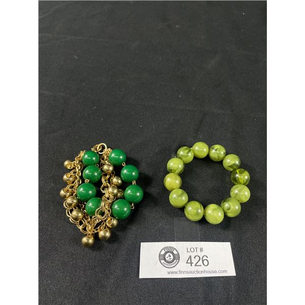 Lot of 2 Beautiful Bracelets with Green Stones