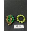 Image 1 : Lot of 2 Beautiful Bracelets with Green Stones