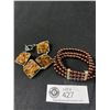 Image 1 : Lot of 2 Vintage Bracelets 1 with Brown Stones, and 1 with Brown Pearls