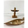 Image 2 : Totem Pole Figurine & Birch Bark Canoe & Tee Pee Scene