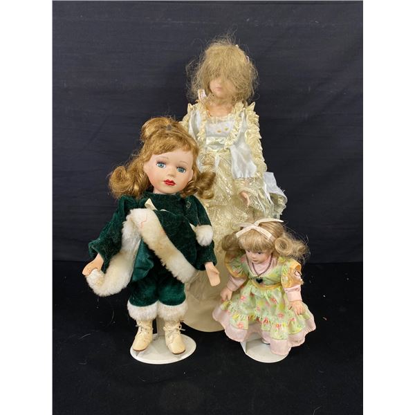 Lot of 3 Beautiful Collector Dolls One