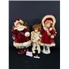 Image 1 : 2 Beautiful Christmas Dols in Red Velvet Dreses and a Beautiful Smaller Collector Doll