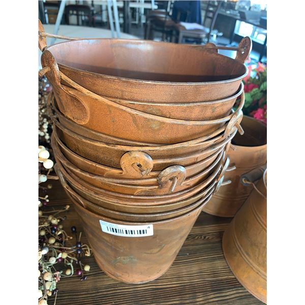 Copper Antique Style Decor Buckets Lot of 14