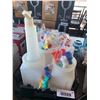 Image 1 : one quart pour bottles with assorted pour tips case lot of 6