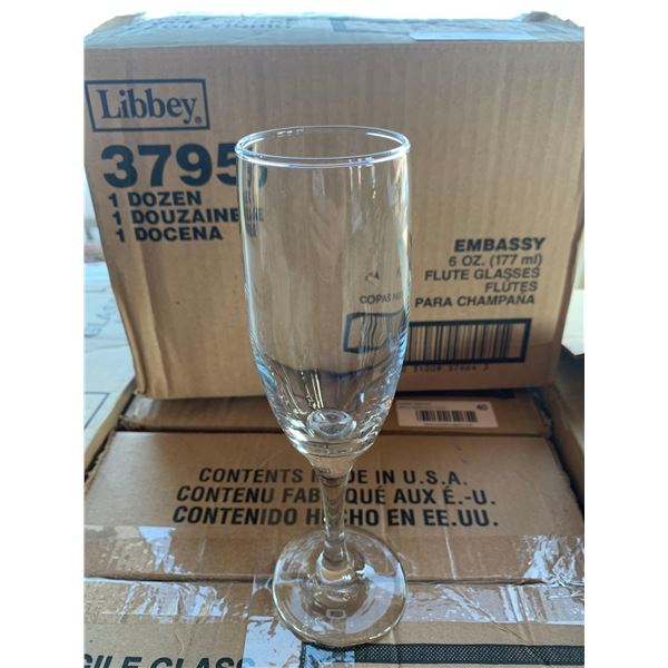 Libbey 3795 Embassy 6oz Flute Glass Case lot of 12