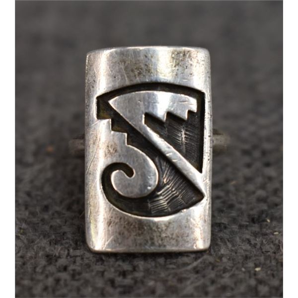 HOPI INDIAN SILVER RING BY CEDRIC NAVENMA