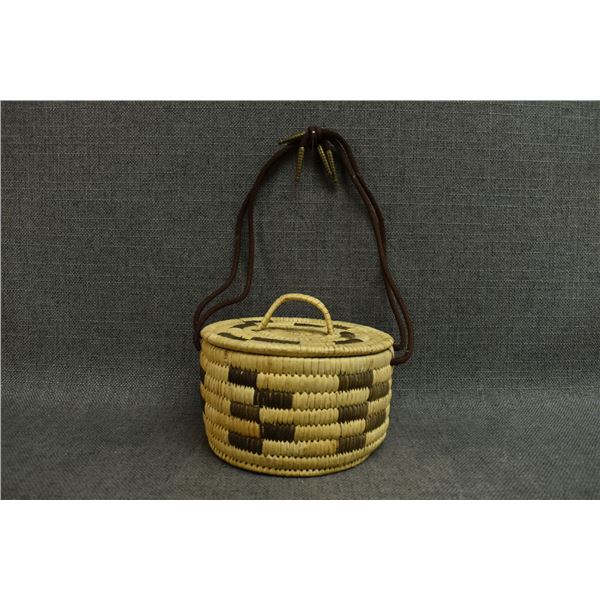 PAPAGO INDIAN BASKETRY LIDDED CONTAINER