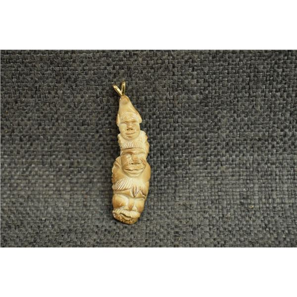 ESKIMO INDIAN IVORY PENDANT SIGNED