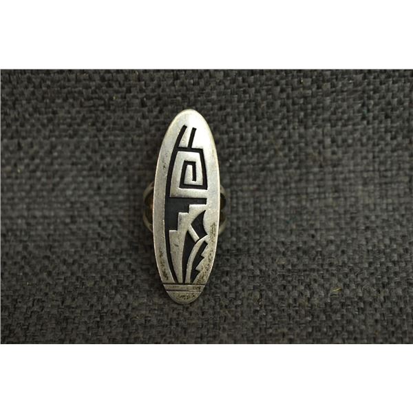 HOPI INDIAN SILVER RING BY WILMER SAUFKIE LOMAYOUMA