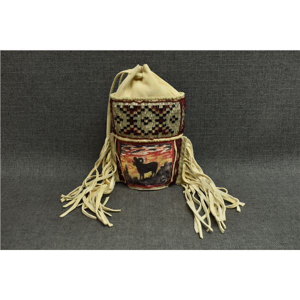 SHOSHONE INDIAN  BEADED AND PAINTED BAG
