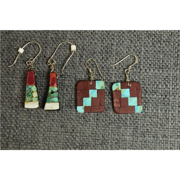 TWO PAIR OF SANTO DOMINGO INDIAN EARRINGS