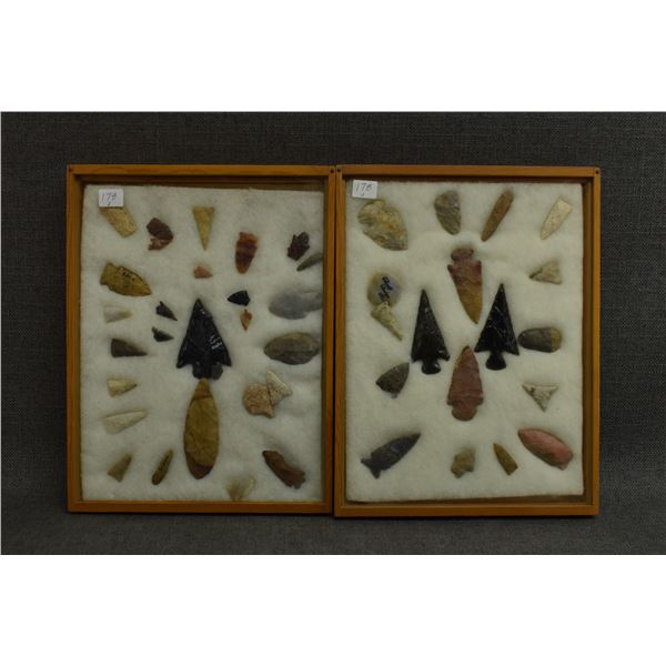 TWO FRAMES OF STONE ITEMS