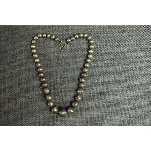 NAVAJO INDIAN SILVER BEAD NECKLACE