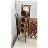 Image 2 : WICKER WINE RACK WITH ACCORDIAN COAT RACK AND METAL DECOR