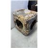 Image 2 : LOT OF CAT FIGURES, ANIMAL PRINT CAT BED, FLOWER CANDLES AND CREAM AND SUGAR