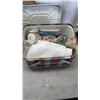 Image 8 : PLANT POT, BIRD FEEDER, VINTAGE PICNIC BASKET WITH CRAFT SUPPLIES AND FIGURES