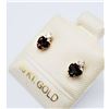 Image 2 : 10KT. YELLOW GOLD 4MM X 4MM NATURAL GARNET (0.60CTS) & CZ HEART EARRINGS, RETAIL $200.00