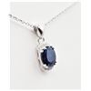 Image 1 : STERLING SILVER 8.7MM X 6.9MM NATURAL SAPPHIRE (2.32CTS) & CZ PENDANT WITH STERLING SILVER CHAIN, W/