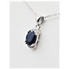 Image 2 : STERLING SILVER 8.7MM X 6.9MM NATURAL SAPPHIRE (2.32CTS) & CZ PENDANT WITH STERLING SILVER CHAIN, W/