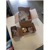 Image 1 : BOX OF BELT BUCKLES, LADIES WATCHES AND BOX OF COLLECTIBLE LIGHTERS