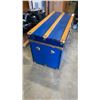 Image 2 : BLUE STORAGE TRUNK WITH BLANKETS, CONTENTS