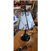 Image 2 : GLASS SHADE TABLE LAMP AND RED METAL DESK LAMP