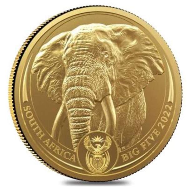 (10) 2022 South Africa Big 5 Elephant .9999 Gold 1 ozt