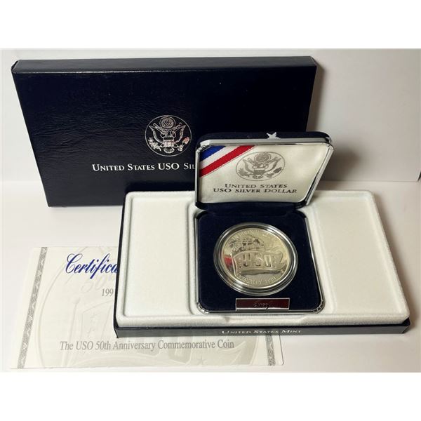 1991-S USO U.S. Proof Silver Commemorative Dollar