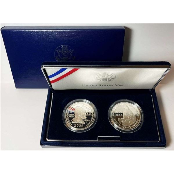(2-coins) 2000 Leif Ericson Proof Silver Dollars