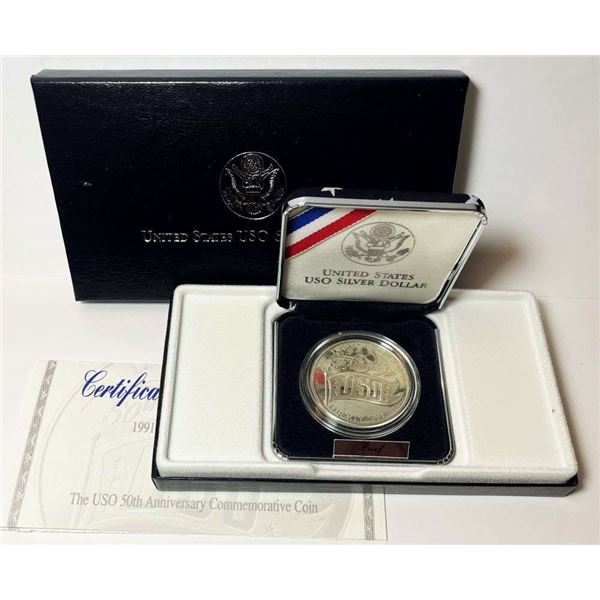1991-S USO U.S. Proof Silver Commemorative Dollar