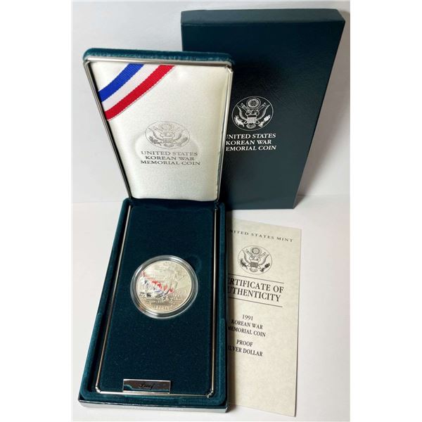 1991 Korean War U.S. Proof Silver Commemorative Dollar