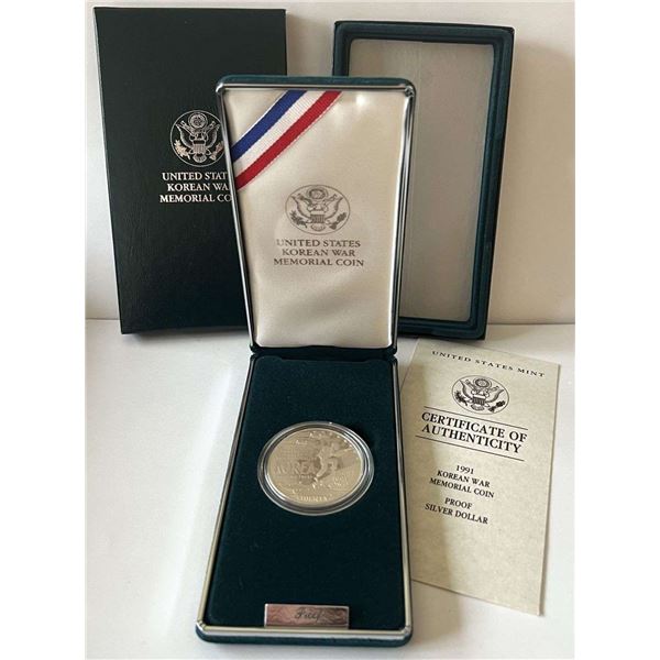 1991 Korean War U.S. Proof Silver Commemorative Dollar