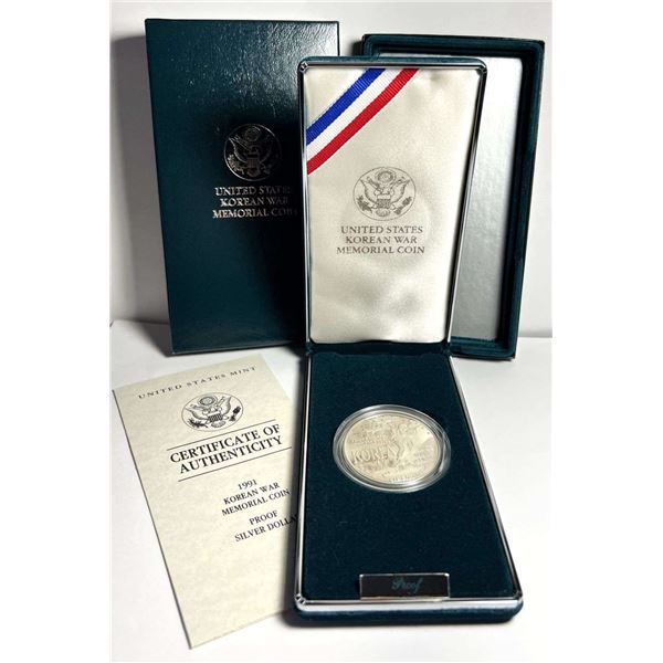 1991 Korean War U.S. Proof Silver Commemorative Dollar