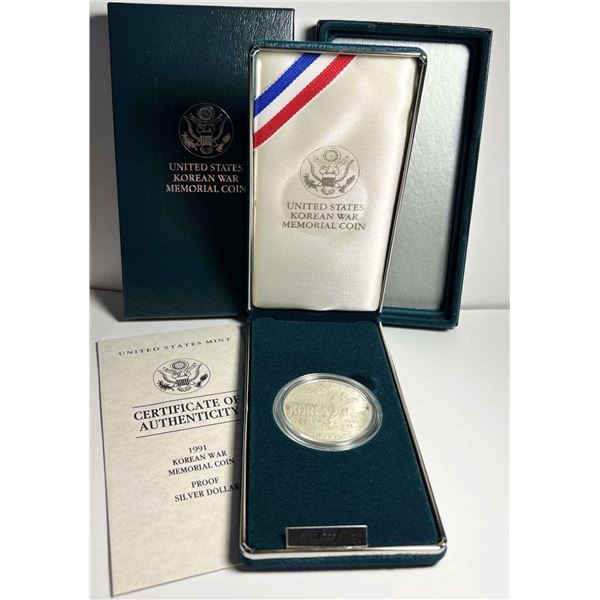 1991 Korean War U.S. Proof Silver Commemorative Dollar