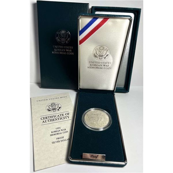 1991 Korean War U.S. Proof Silver Commemorative Dollar