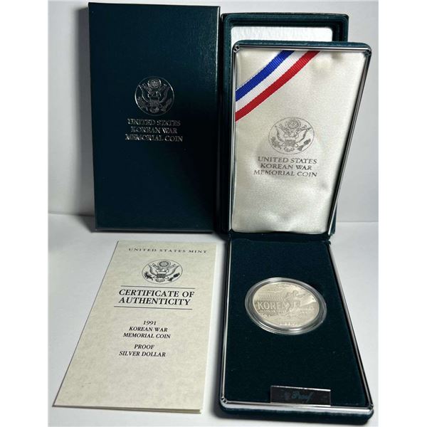 1991 Korean War U.S. Proof Silver Commemorative Dollar