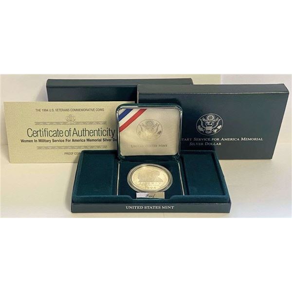 1994 Women In Military Service For America Memorial Proof Silver Dollar
