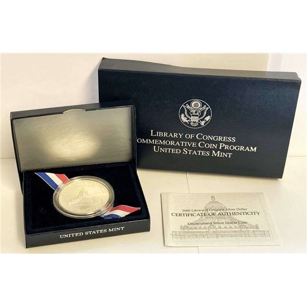 2000-P United States Liberty Of Congress Commemorative Silver Dollar