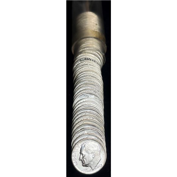 Roll (50-coins) 1963-D Original Mint Condition 90% Silver 10c