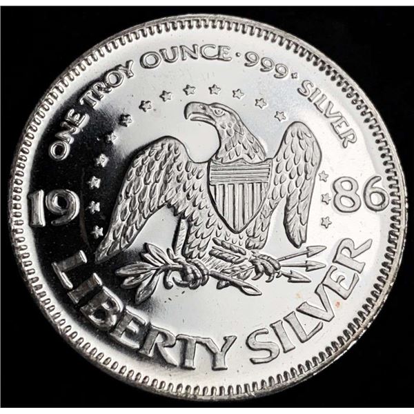 1986 A-Mark "Life Liberty Happiness" Proof 1 ozt .999 Silver
