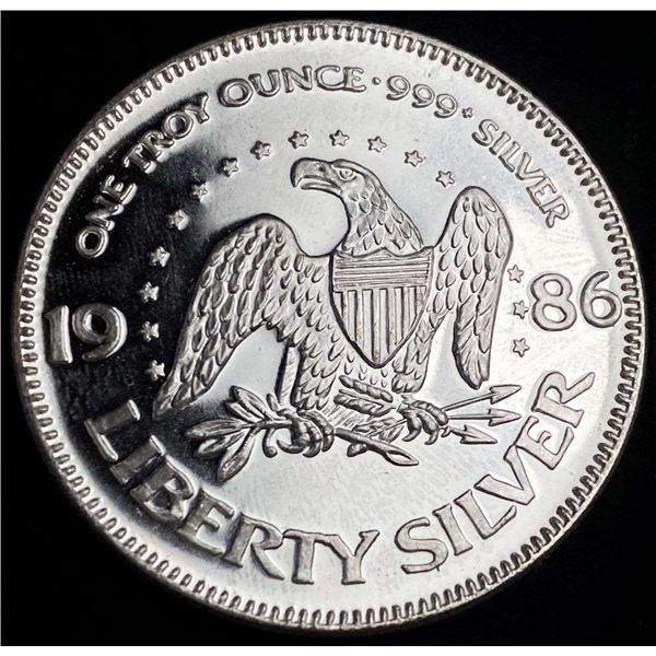 1986 A-Mark "Life Liberty Happiness" Proof 1 ozt .999 Silver